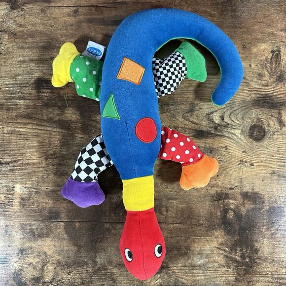 VINTAGE Eden Lizard Plush Red Blue Interactive Kids Pets Squeak Noise Stuffed - Picture 2 of 12